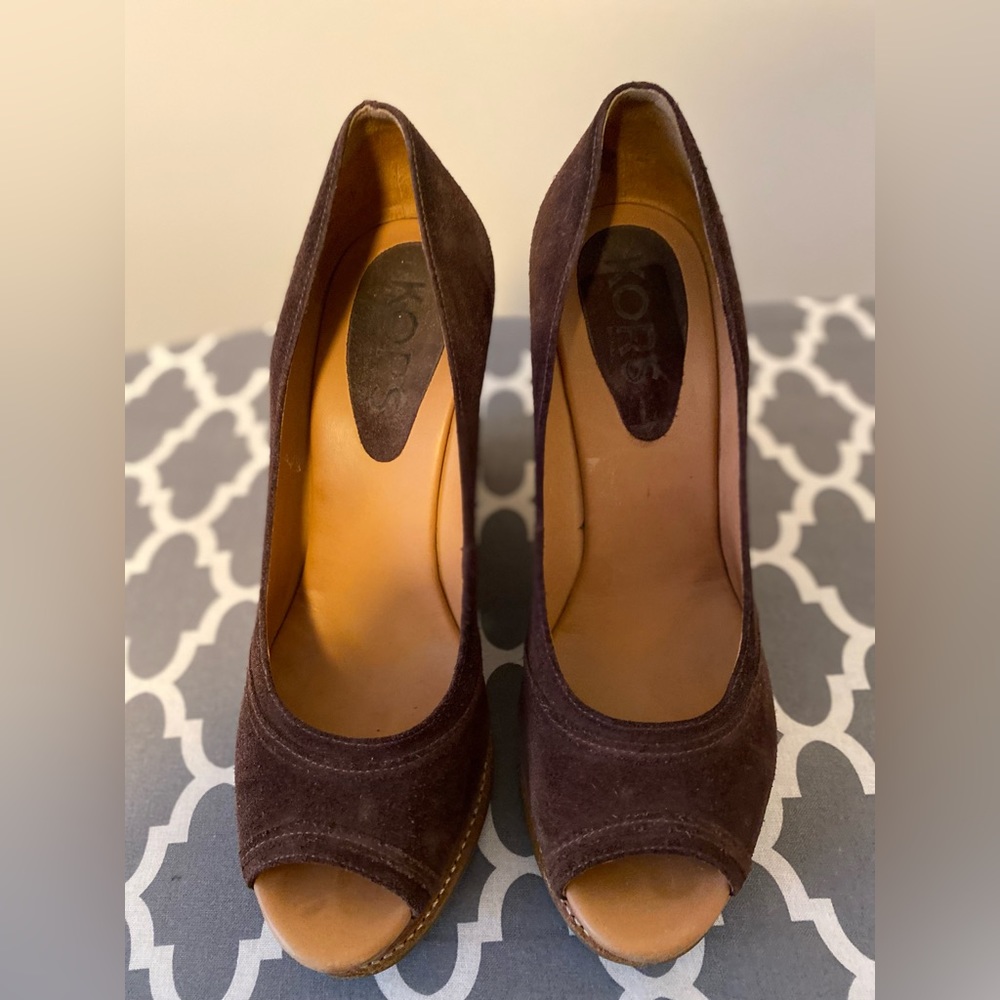 Michael Kors wedge open toe heels. In very good used condition.